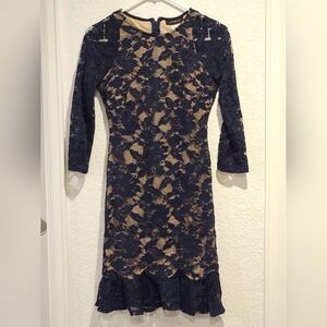 B Darlin Navy and Beige Lace Dress